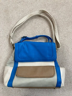 Betty Barclay colourblock blue beige brown bag - hand & shoulder strap - Image 1 of 4