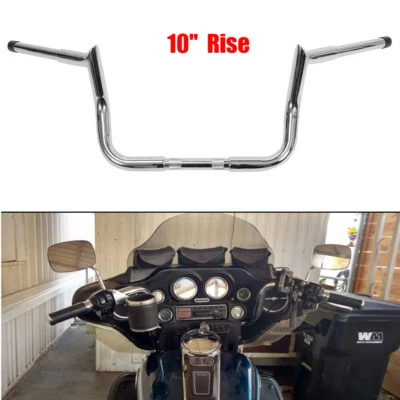 Chrome 10" Handlebar For Harley Street Electra Glide Street Glide Meathook Bars - Image 1 of 4