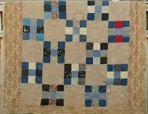 95% HAND SEWN QUILT vintage antique cotton homemade square 81" x 70" - Picture 1 of 8