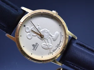Vtg LORUS by SEIKO Disney Mickey Mouse Watch Womens Gold Dial NEW BATTERY & BAND - Picture 1 of 9