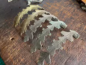 Vintage/Art Nouveau Large Brass Coat Hook, Hat Hook. Stylised Ostrich Feathers - Picture 1 of 11