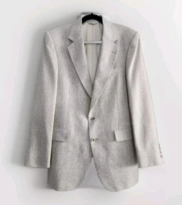 VINTAGE Strathmore By Anderson Little Tweed  Beige Check 100% Wool Blazer  USA - Image 1 of 4