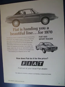 1970 Fiat 850 Sports Racer Sport-Programm Anzeige - "Wie macht Fiat das für den Preis - Bild 1 von 1