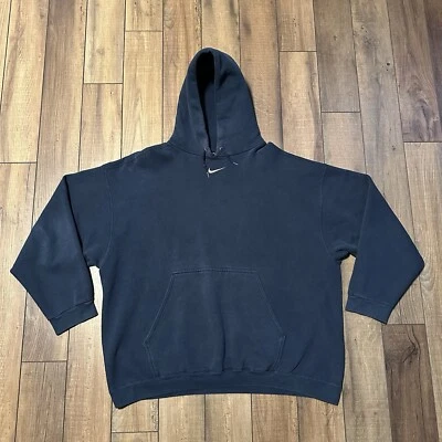 Vintage Nike Center Swoosh Hoodie Sweatshirt Mens Size 2XL XXL 90s Navy - Image 1 of 4