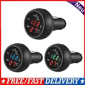 3in1 LED Digital Voltmeter Thermometer 12V 24V Cigarette Lighter USB Car Charger - Picture 1 of 17