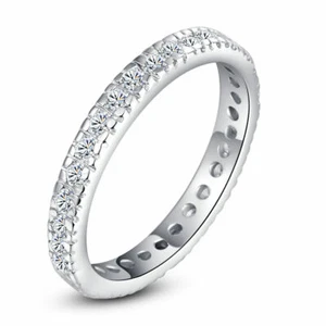0.70Ct Round Cut Full White Diamond Fancy Full Wedding Band 14k White Gold Over - Picture 1 of 1