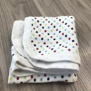 Garanimals White Navy Blue Green Red Stars Thermal Waffle Weave Baby Blanket - Picture 1 of 4