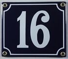 Blaue Emaille Hausnummer "16" 14x12 cm Hausnummernschild sofort lieferbar Schild