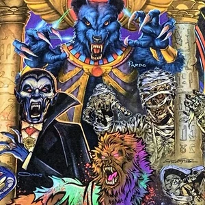 Halloween Horror Nights Adult Small Shirt Artist Series Mummy Vampire Werewolf - Picture 1 of 8