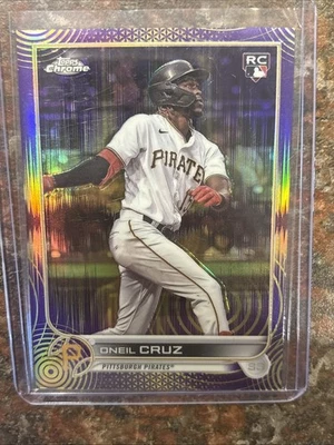2022 Topps Chrome - Oneil Cruz #128 (RC)  Purple/Yellow Sonic Pulse /299  - Image 1 of 3
