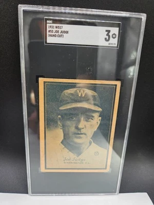 1931 W517 #53 Joe Judge Graded SGC 3 VG Hand Cut - Washington Senators - Image 1 of 2