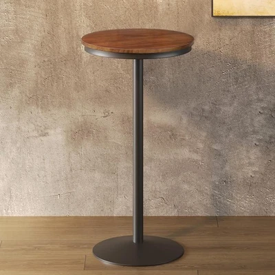 Bar Height Round Bar Table, Rustic Industrial Pub Table, Real Wood + Steel 42"H - Image 1 of 4