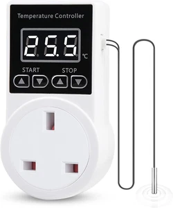 Digital Thermostat Plug with LCD & Waterproof Probe for Heating/Cooling, 10A - Picture 1 of 15