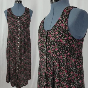 Vintage Forever Caroline schwarzer Pullover mit erhöhter Taille und lila/grünen Blumen Größe 8P - Bild 1 von 14