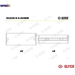 CRANKSHAFT BEARING H1325/5 0.50mm +0.5mm FOR DDR 2.0L CXSB/CHPB 1.4L AHT 1.0L - Picture 1 of 9