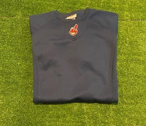 Cleveland Indians sweatshirt mens large blue chief wahoo vintage Y2k majestic R - Picture 1 of 13