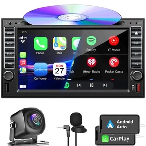 Double Din Car Stereo Radio With CD/DVD Player, Voice Control Carplay & Andro... - Picture 1 of 7