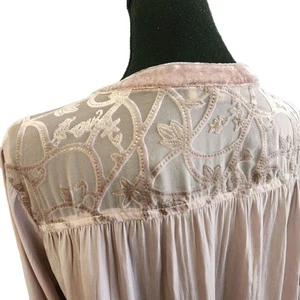 Democracy Boho Sheer Burnout Velvet Tunic Top M Peasant Romantic Festival Blouse - Picture 1 of 12
