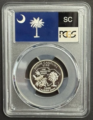 2000-S South Carolina 90% SILVER Quarter ~PCGS PR69DCAM State Flag Label - Image 1 of 2