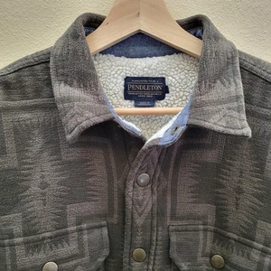 Pendleton Jacquard Sherpa-Lined Shirt Jacket Men's M Army Green Harding Aztec  - Picture 1 of 11