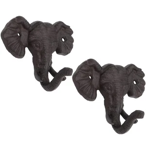 Juego de 2 ganchos para colgar de pared de hierro fundido elefante, decorativo rústico vintage... - Imagen 1 de 6