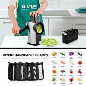 Rotary Cheese Grater Handle Kitchen Mandoline Vegetable Slicer 5 Interchangeable - Picture 1 of 7