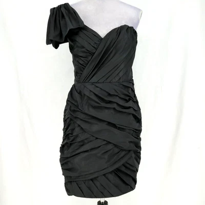 Vestido Tracy Reese NY Mujer 10 Negro Acanalado Un Hombro Formal Baile de graduación Boda Foto 1 de 4