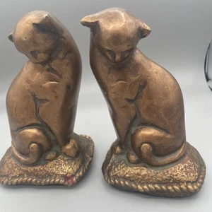 Vtg Egyptian Sphinx Golden Bronze Statue Heavy Bookends ART DECO - Picture 1 of 10