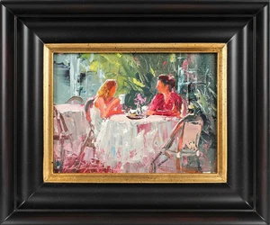 MICHELE BYRNE CAFE LANDSCHAFT ÖLGEMÄLDE - Bild 1 von 9