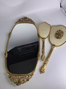 Vintage Matson Mirror T420 Set 3 Vanity Set Gold plated Gorgeous - Picture 1 of 21