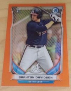 2014 Bowman Draft CDP28 Braxton Davidson Orange Chrome Refractor #02/25 Braves