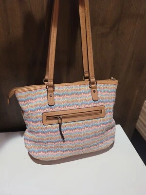 Rosetti Bolso de Mano Colorido Tejido Entrepierna con Bolsillos Detalle Cuero Marrón Foto 1 de 4