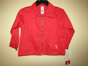 DICKIES Girls Size 4 RED Zip Up JACKET- POCKETS - 100% COTTON - Button Cuff NWT! - Picture 1 of 5
