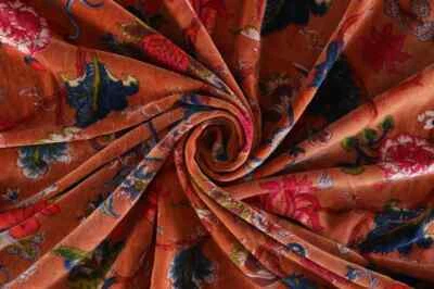 10 Yard Luxury Soft Velvet Floral Print Fabric Indian Dress Sewing Upholstery - Image 1 of 4