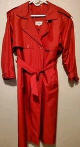 Worthington Red Double Breasted Button Lined Pocket Trench Coat Women's sz 10P - Picture 1 of 9