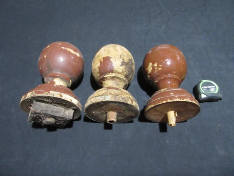 ~ 3 ANTIQUE TURNED NEWEL POST FINIALS ~ 7.5 TALL ~ ARCHITECTURAL SALVAGE ~ Cover