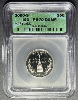 2000-S Proof Maryland Quarter ICG PR-70 DCAM, Buy 3 Items, Get $5 Off!! - Image 1 of 2