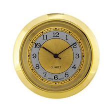 New Mini Quartz Clock Movement Insert, Arabic Numerals 42 mm Ø Bezel Gold..