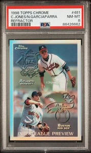 1998 TOPPS CHROME REFRACTOR #481 CHIPPER JONES/NOMAR GARCIAPARRA PSA 8 - Picture 1 of 2