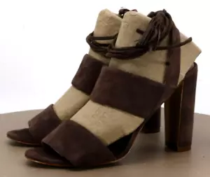 Madewell Women's Open Toe Heels Pumps Sandals Size 7.5 Suede Brown - Picture 1 of 15