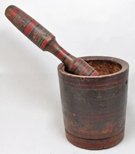 Antique Wooden Spice Herbs Grinding Motar & Pestle Original Old Hand Crafted - Picture 1 of 7