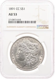 1891-CC $1 NGC AU53 Morgan Silver Dollar Carson City - Picture 1 of 3