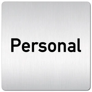 Aluminium Schild "Personal" 125 x 125 mm • Privat • Tür • Türschild • Stop • Alu - Picture 1 of 3