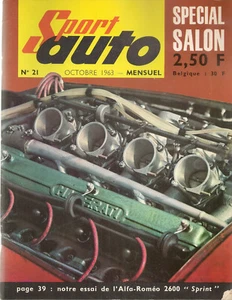 SPORT AUTO 21 1963 SALON DE L'AUTOMOBILE ALFA 2600 SPRINT MARATHON DE LA ROUTE - Imagen 1 de 2
