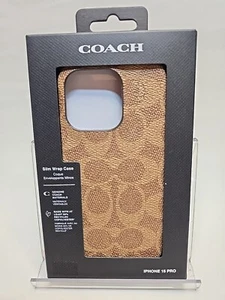 COACH NEW YORK Slim Wrap Case for Apple iPhone 15 Pro 6.1" (Signature C Tan)  - Picture 1 of 18