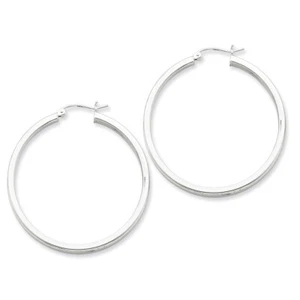 Sterling Silver Rhodium-plated Square Tube Hoop Earrings QE4524 - Picture 1 of 1