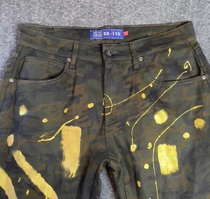 GS-115 Jeans vernice oliva e oro schizzi vita 32 - Foto 1 di 8