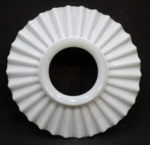 Antique MILK GLASS Pleated RUFFLED PETTICOAT SHADE Victorian OIL LAMP Diffuser - Picture 1 of 3