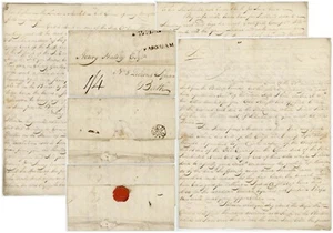 1797 LETTER BROWNE re HENLEY PARK to HENRY HALSEY BATH FARNHAM MARK 1/4d CHARGE - Picture 1 of 8