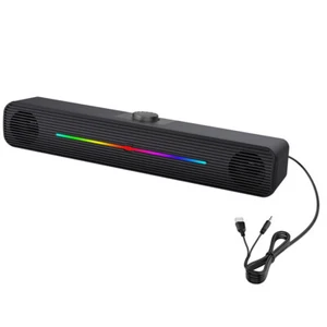 Computer USB Lautsprecher Stereo Sound Bar LED Musikbox für PC Laptop Schwarz - Bild 1 von 20
